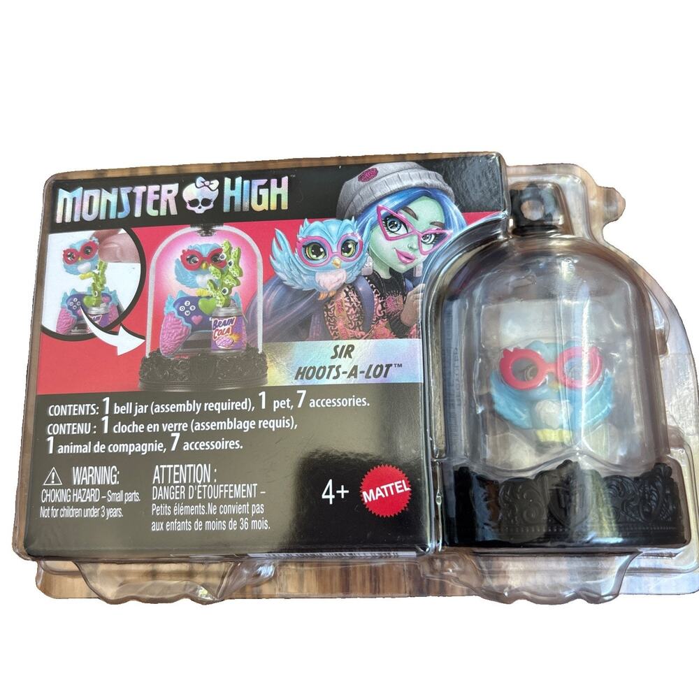 Monster High Pet Keychain Sir Hoots-a-Lot Bell Jar 1 Pet 7 Accessories NEW